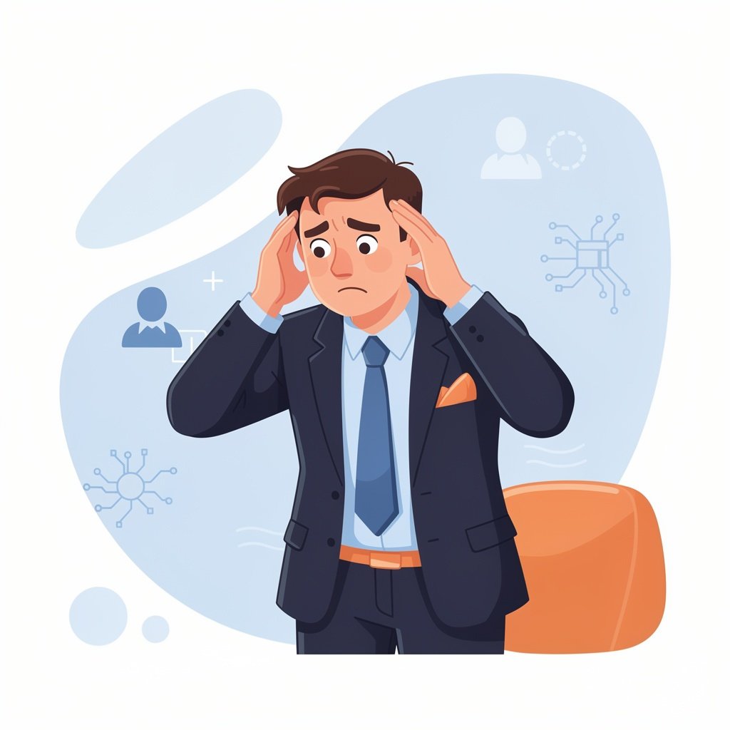 頭を抱えるビジネスマン（人材不足）